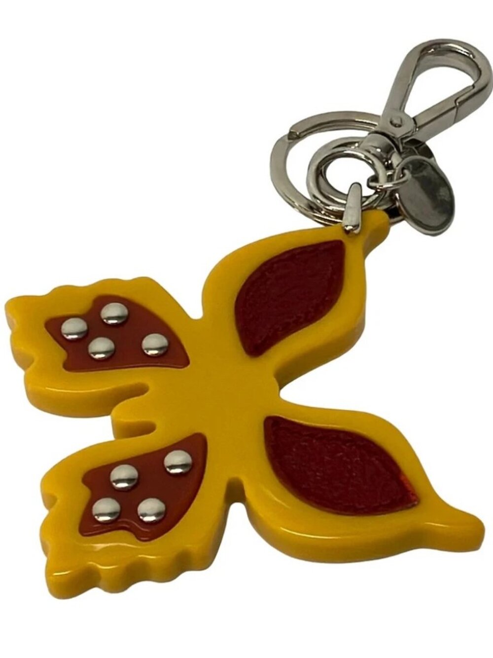 PRADA Yellow Bordeaux Silver Leather Plastic Hardware Bag Charm